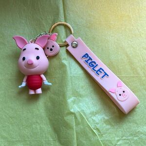 New Cute Disney Piglet Cartoon PVC Pendant Keychains Key Rings